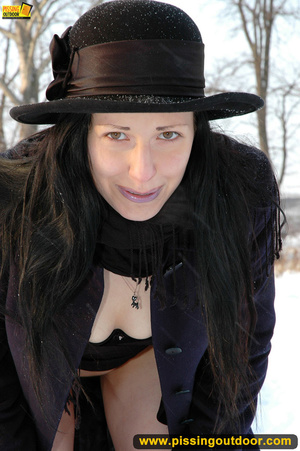 Lady black coat hat