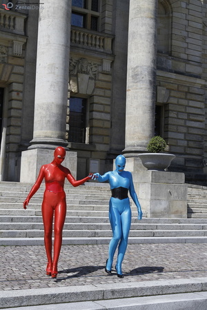 Flexible red blue zentai