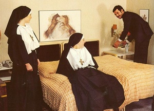Two lustful nuns sharing priest's cock willingly
