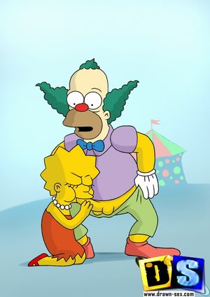 Krusty gets blowjobs from Lisa Simpson and monkey
