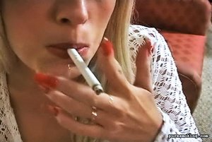 Naughty blondie sucks a dick and smokes in POV
