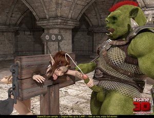 Kinky green troll fucks a s slutty gal in bondage