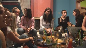 Group young lesbians licking