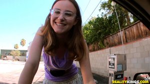 Brunette white underwear glasses