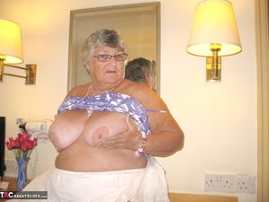 Hunky platinum blonde grandma