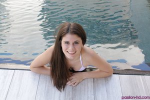 Good-looking brunette wearing silver