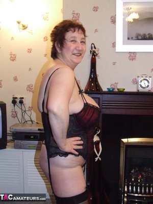Mature chick strips maroon