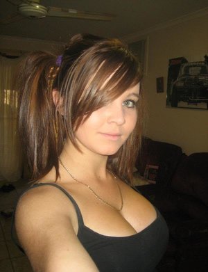 Emo brunette GF shows her tight tits and pussy