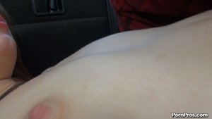 Skinny young blonde gets naked and banged inside the car