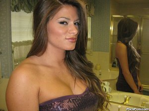 Busty brunette gets a wild bang in the bath after shaving
