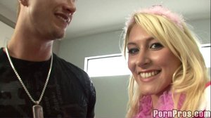 Beautiful blonde gets a warm fat cock for her birthday