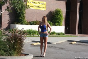 Hot blonde babe with big tits picked up and fucked at the hotel
