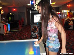 Naughty teen slut fucked good after playing at the game center