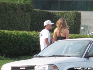 Cheating blonde slut caught by her man meeting up with her lover