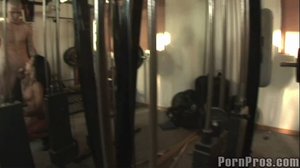 Fit brunette slut fucked hard and facialized at the gym