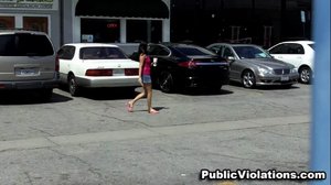 Wearing purple and a jean skirt, she chases after the pervert who violated her