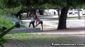The camera stalks them from a distance,  watching them as they exercise