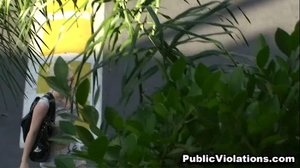 Stalking her her, he films her sexy body through the bushes