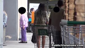 Sexy and brunette,she strolls around the supermarket, her stalker watching