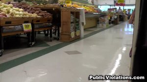 Sexy and brunette,she strolls around the supermarket, her stalker watching