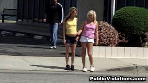 Sauntering down the street, these sultry blondes are completely oblivious to their stalker