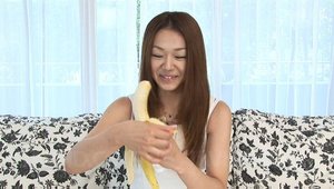 Japanese asian sucking banana