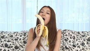 Japanese asian sucking banana