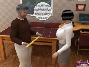 Sinful old man and a pair of nasty young shemales decide to experiment with their busty teacher