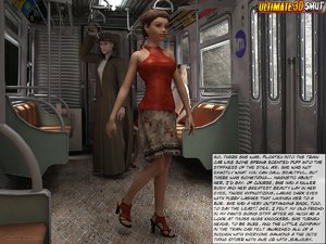 Lustful sexy lady in 3d porn cartoons enjoyed public sex in the train