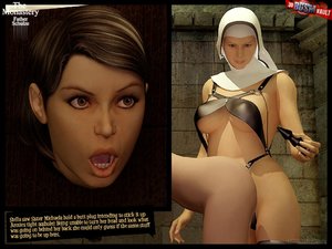 Sister Michaela cruel bdsm torture, forces black butt plugs into two tight assholes